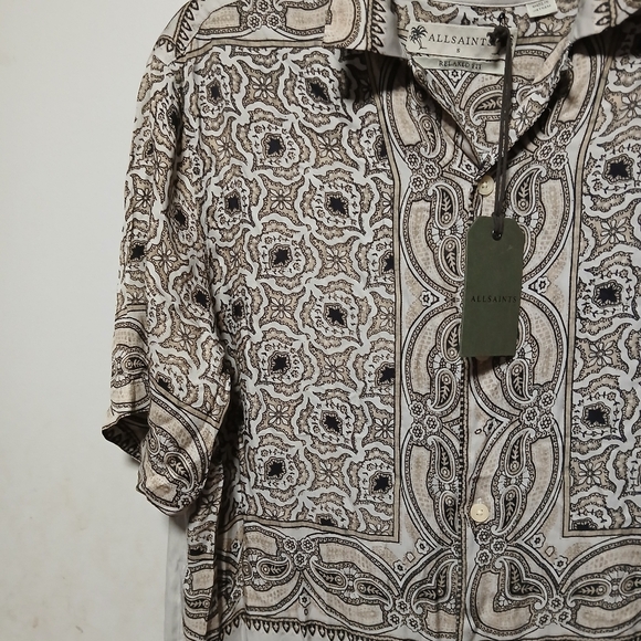 All Saints Men's Patterned Shirt - Black and White NWT. Size Small - Picture 4 of 12